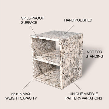 Sloane 16" Modern Natural Marble Handmade Rectangular 2-Shelf End Table - JONATHAN Y